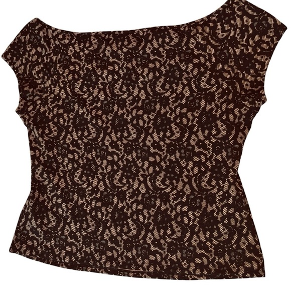 MICHAEL Michael Kors Women's Petite Black Lace Off-The-Shoulder Top (XL, Suntan) - Picture 4 of 9